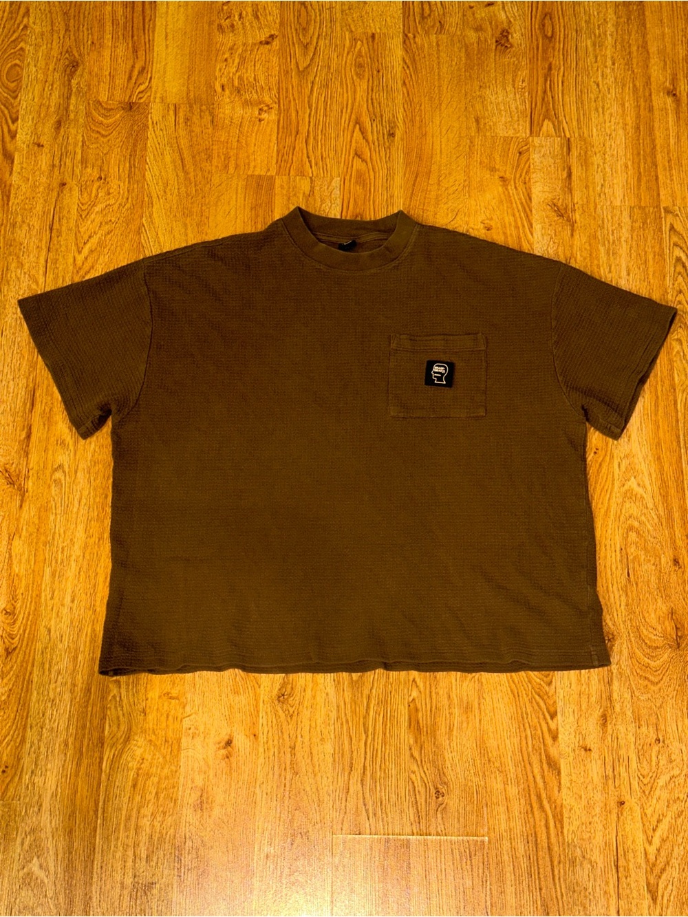 Brain Dead Brown Mini Waffle Knit Mock Neck Tee Men’s XXL